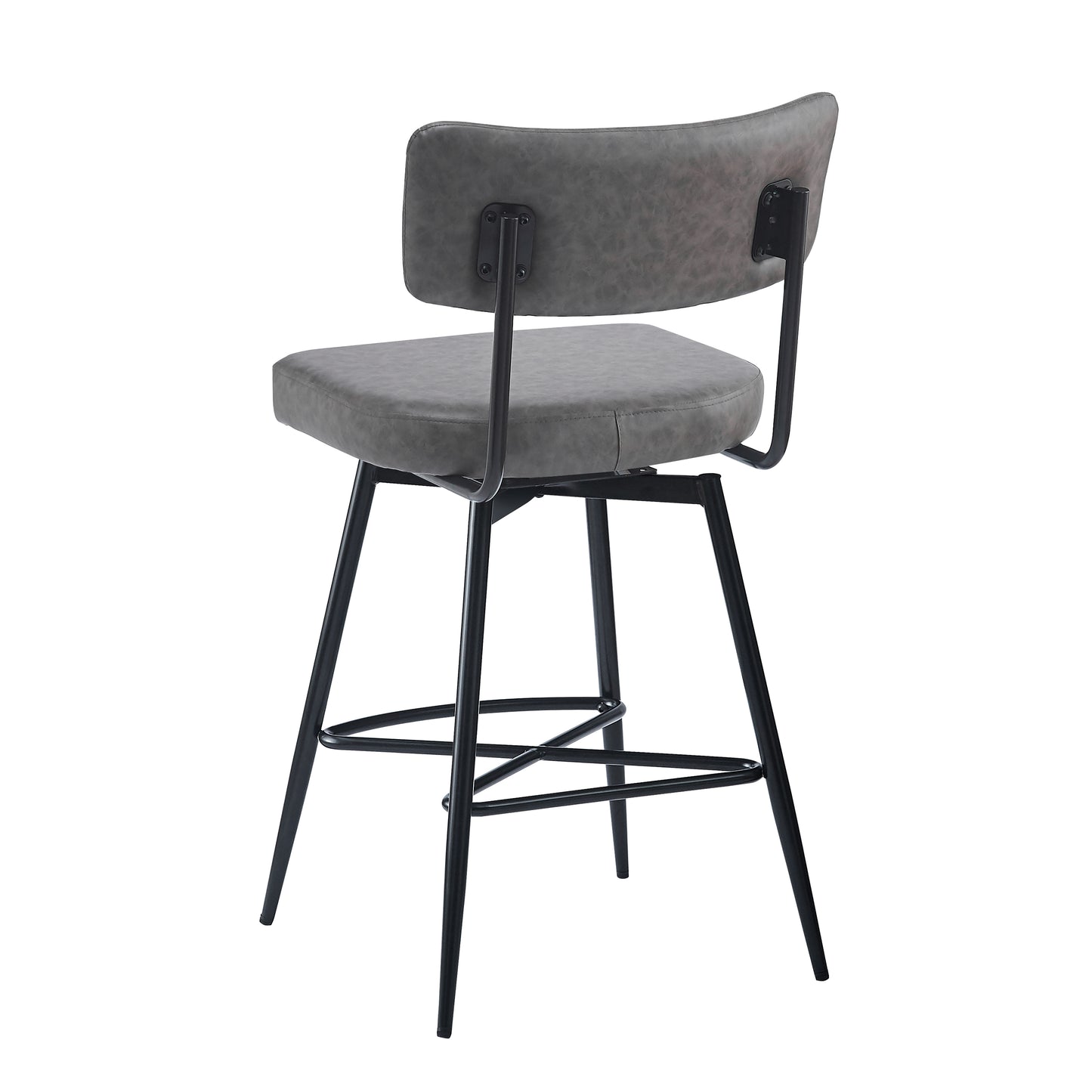 26''Retro Swivel Counter Stools Set of 2,Grey Counter Stools with iron Frame,PU Sponge cushion,Footrest,suitable for Kitchen/Bedroom/Dining Room.