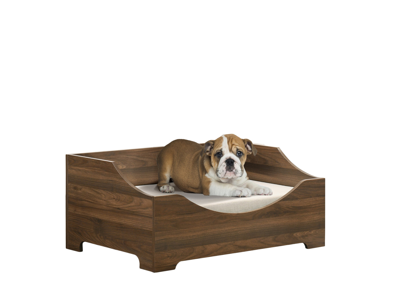 Gibson 36" Brown Alder Wood Finish 36" Wide Modern Comfy Pet Bed with Cushion