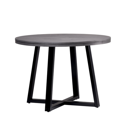 Rustic Distressed Solid Wood Round Dining Table – Grey