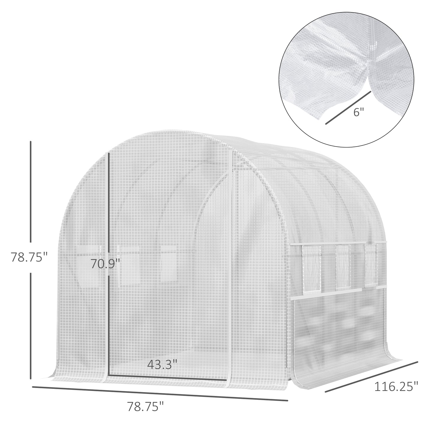 Outsunny 10' x 7' x 7' Walk-in Tunnel Greenhouse, Outdoor Green House with Anti-Tear PE Cover, Zipper Doors and Mesh Windows, White