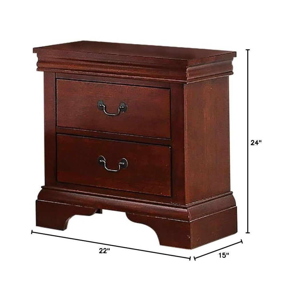Contemporary Bedroom Furniture Nightstand Cherry Finish 2 x Drawers Bed Side Table Pine wood