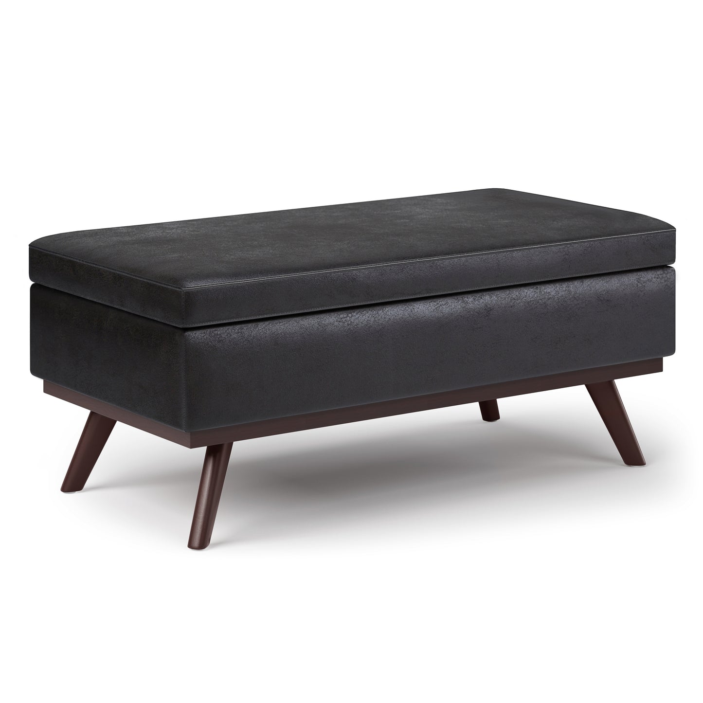 Owen - Lift Top Large Coffee Table Storage Ottoman - Distressed Black