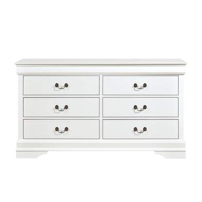 Traditional White Dresser Louis Phillippe Style Antique Drop Handles Classic Bedroom Furniture