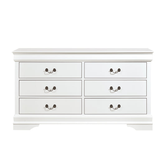 Traditional White Dresser Louis Phillippe Style Antique Drop Handles Classic Bedroom Furniture