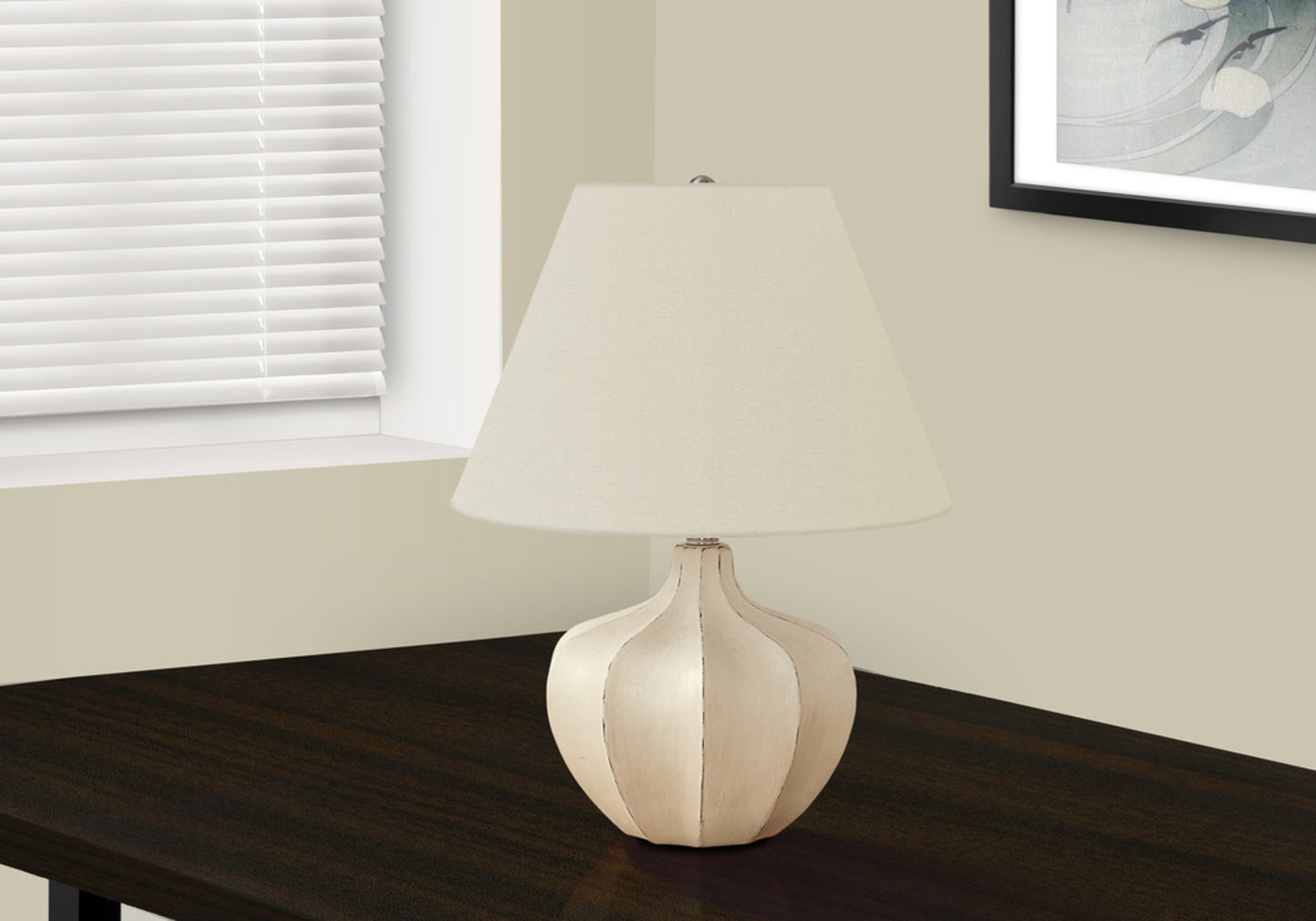 Lighting, 21"h, Table Lamp, Cream Resin, Ivory / Cream Shade, Transitional