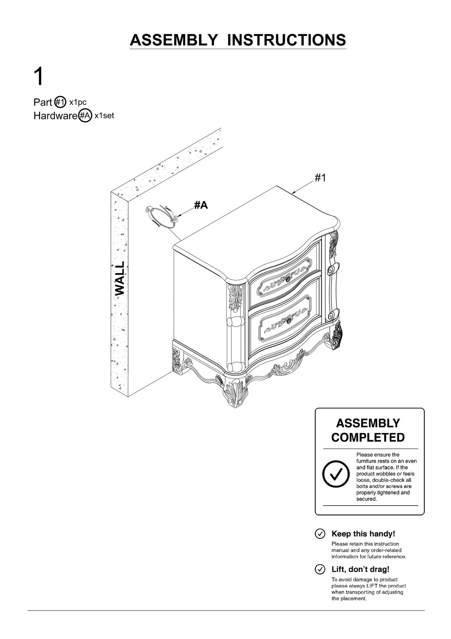 Pearl White Traditional 1pc Nightstand Only Solid wood 2-Drawers Round Knobs Bedside Table Genuine Marble Top on Night Stand Bedroom Furniture