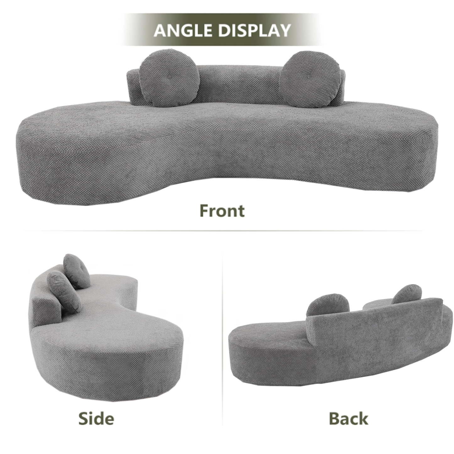 [NEW ARRIVED] [VIDEO PROVIDED]105.5''Curved Sofa, Modern Minimalist Sofa, Cloud Couch Sofa 3-4 Seater Couch with 2 Pillows,Bedroom,  No Assembly Required, Point-shaped corduroy,(Anti-Wrinkle) , Gray