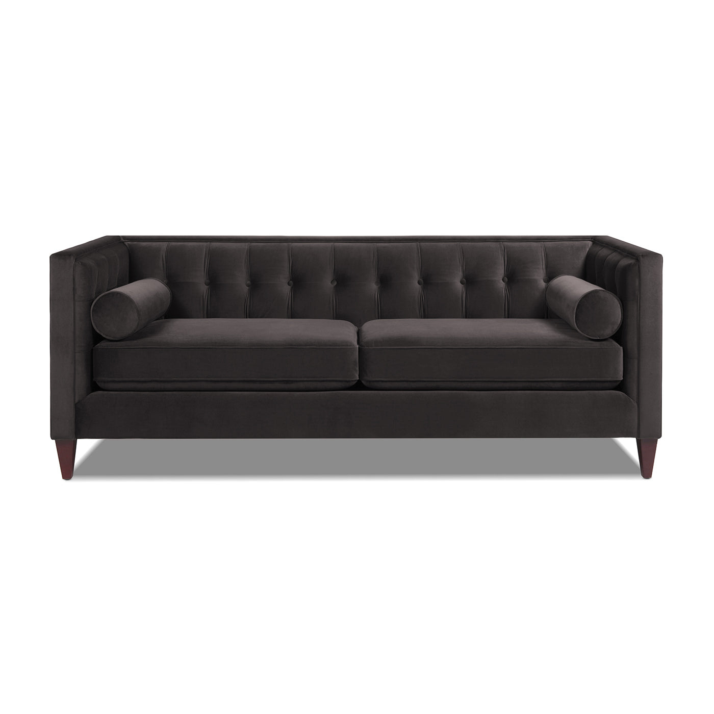 Jack 84" Modern Tuxedo Tufted Sofa, Dark Charcoal Grey Velvet