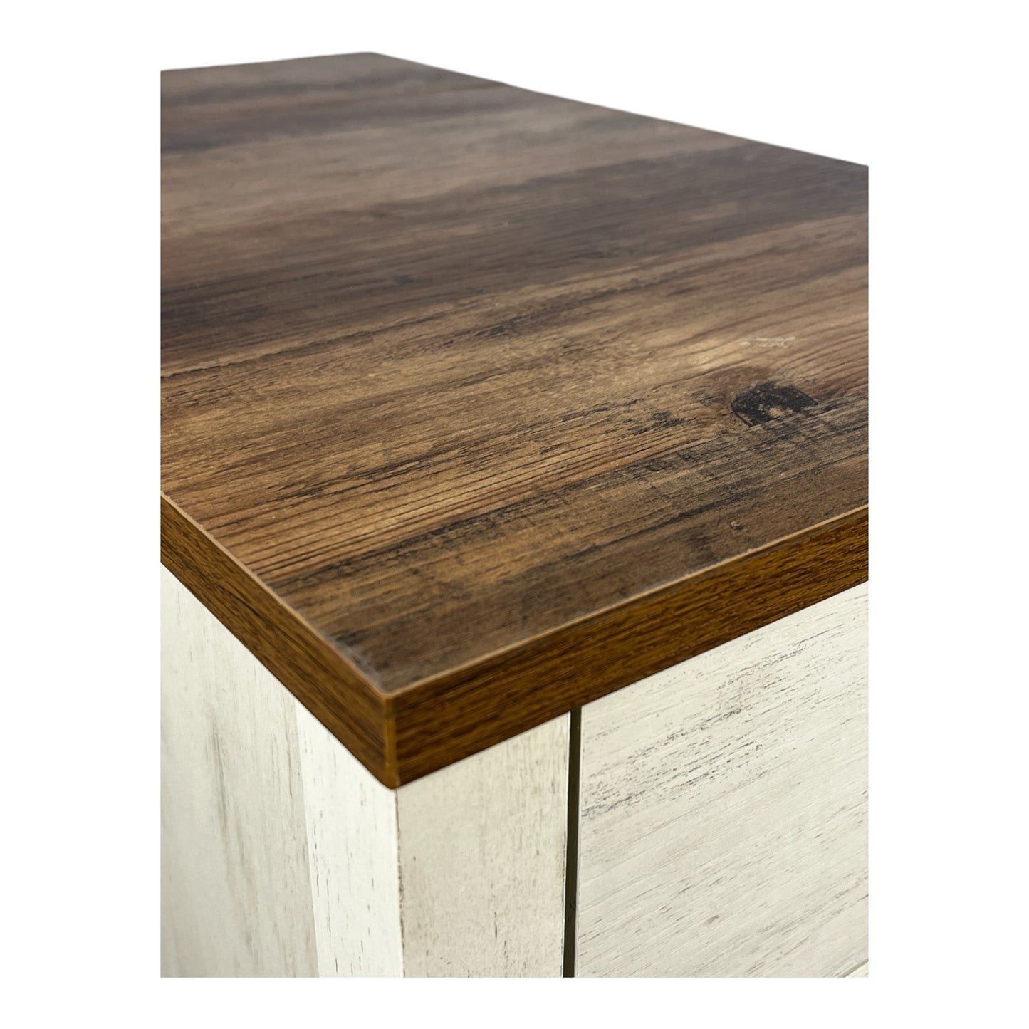 Farmhouse End Table with Charging Station,Night Stand with Barn Door and Drawer, Storage for Bedroom Living Room ,Bedside Table,  Bedside Table Brown+white color