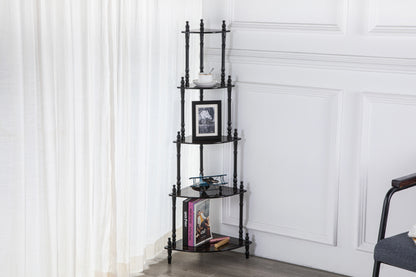 47.5" Tall 5-Tier Wooden Standing Corner Shelf, Cherry Finish