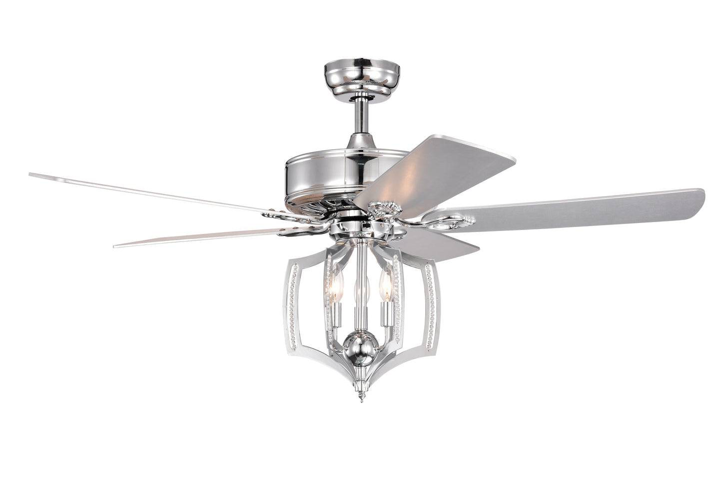 Ceiling Fans with Lights(no include bulb)  and Remote 52 Inch Bedroom Ceiling Fan with Light Crystal Chandelier Fans, Reversible Motor, Timer, Polished Chrome