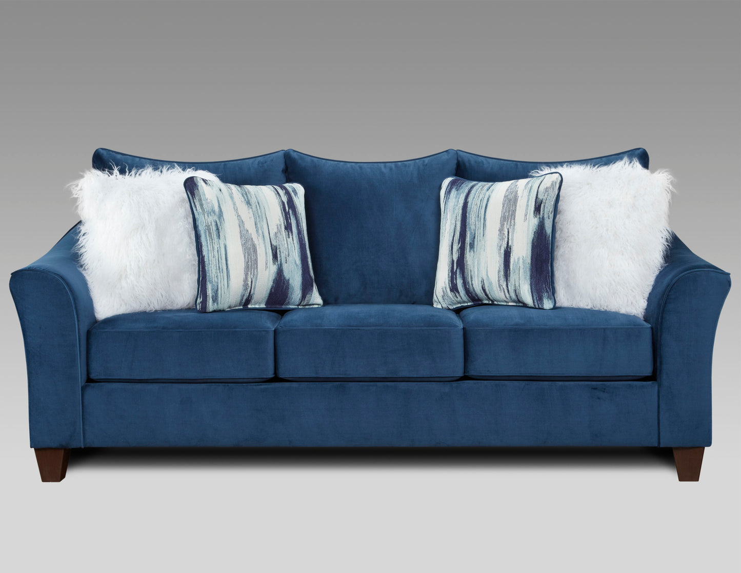 Camero Fabric Pillowback 3-Piece Sofa Set, Navy Blue