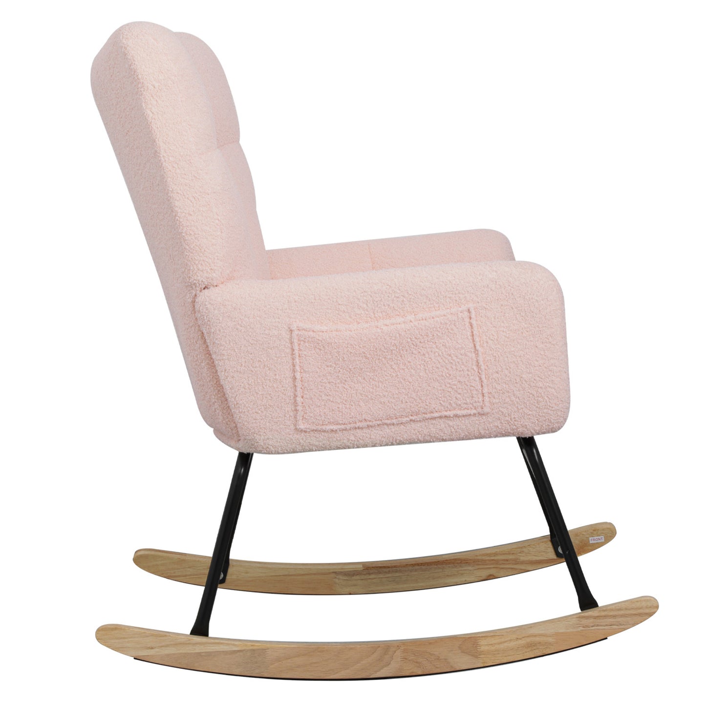 Teddy Fabric Rocking Chair, Modern Rocking Accent Chair for Nursery, Living Room, Bedroom, Pink