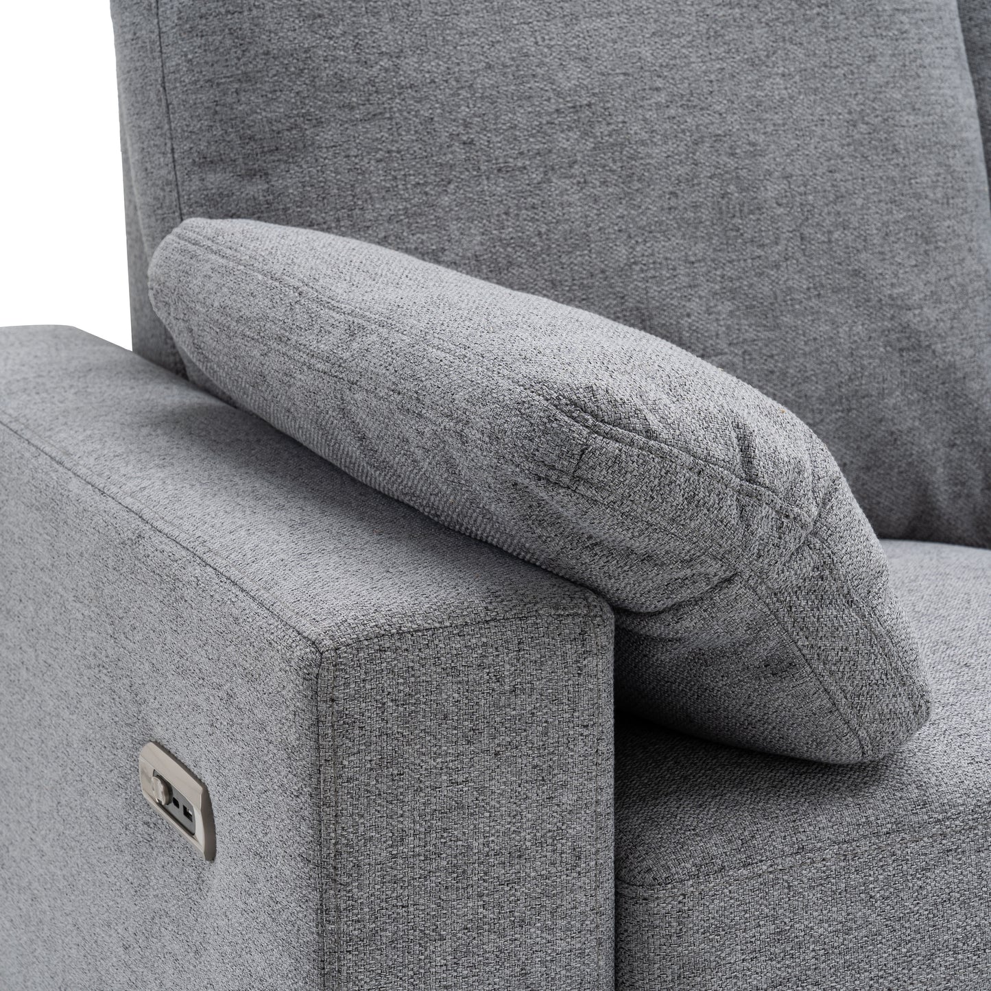 89" Power Recliner Sectional Sofa Home Theater Reclining Sofa with Two USB Ports, Two Storage Drawers for Living Room, Gray