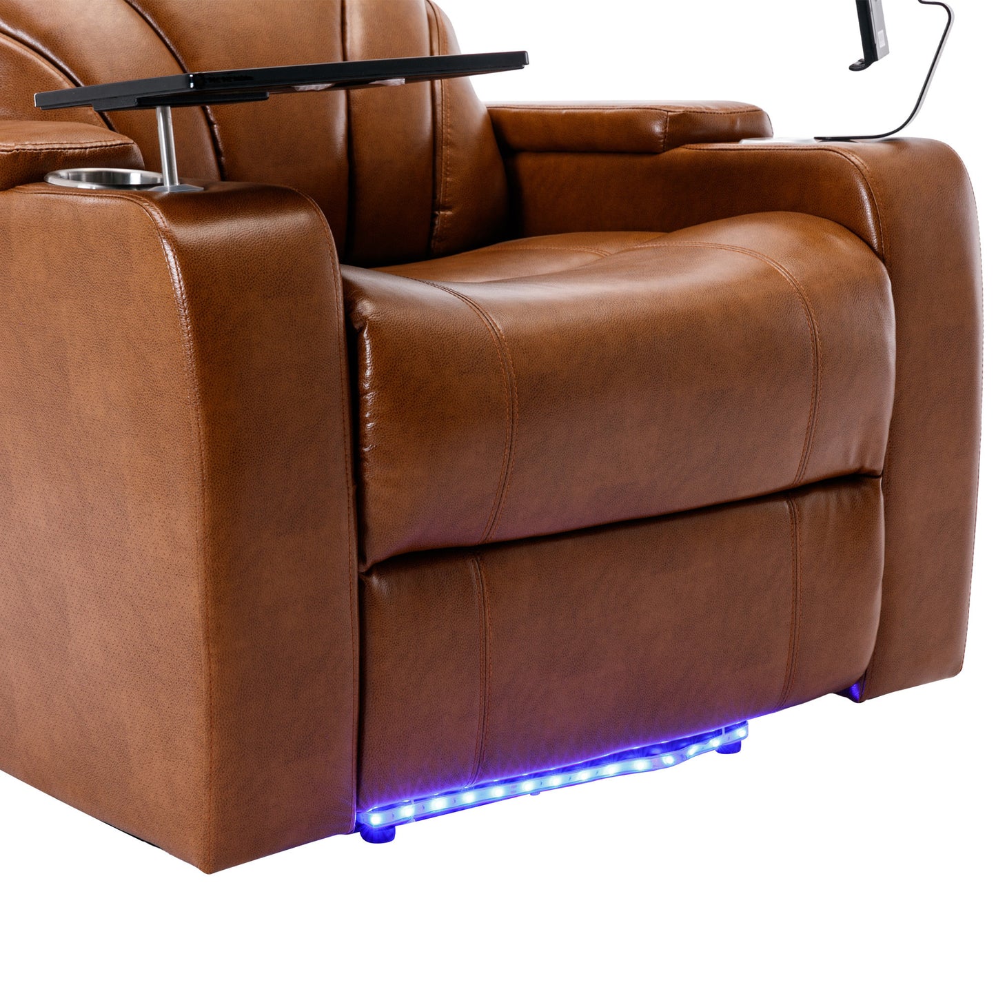 Power Motion Recliner Electric Power Recliner with USB Charging Port, Hidden Arm Storage, Convenient Cup Holder and Bluetooth Speaker,  Light  Brown(Old Sku:SG000800AAS)