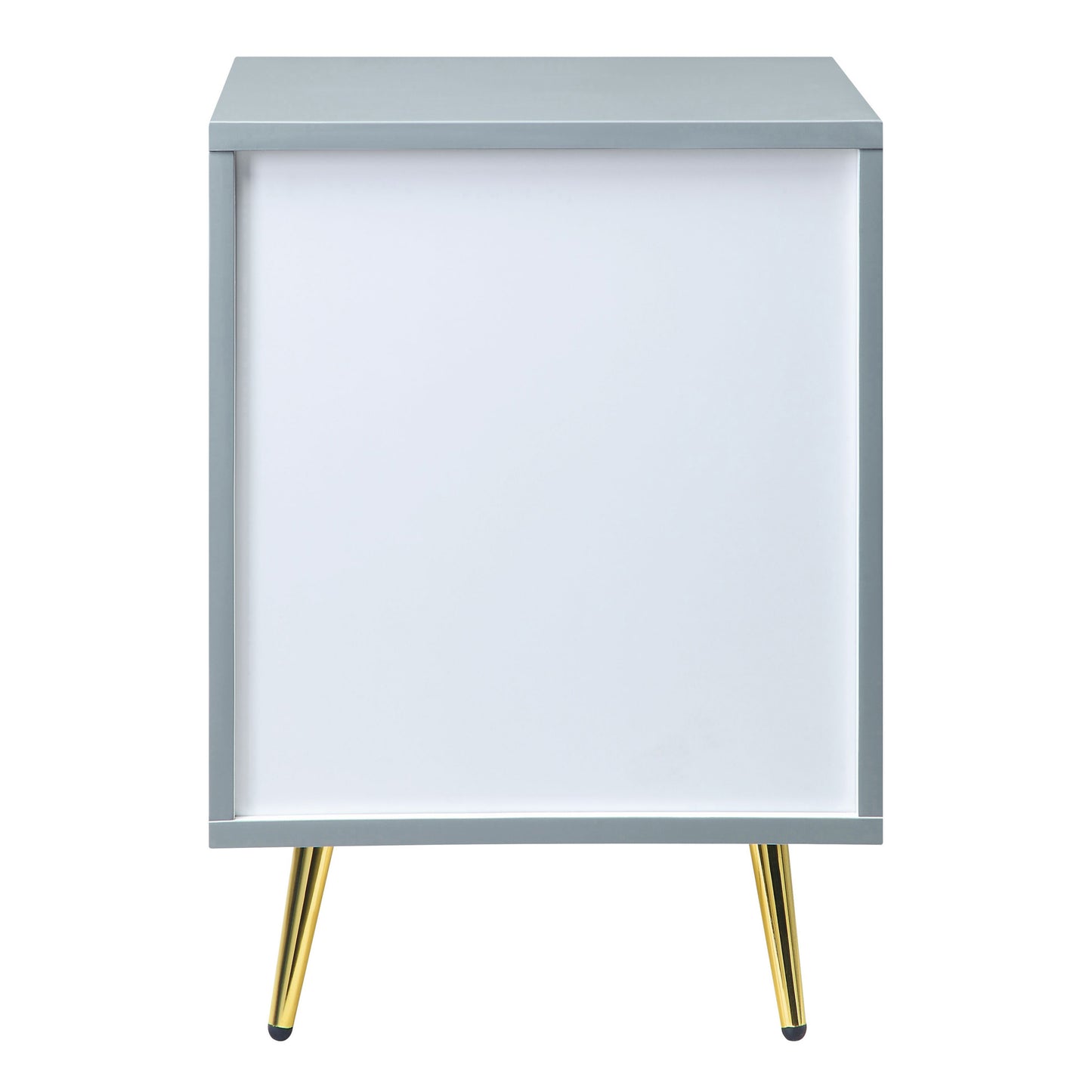 Grey High Gloss 2-drawer Nightstand