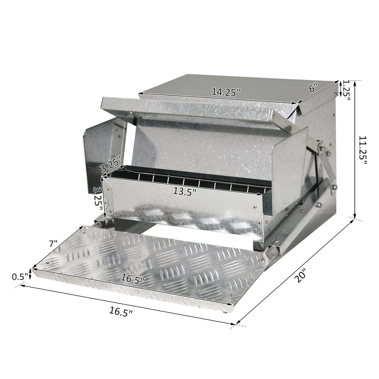 PawHut 25 lbs Capacity Automatic Chicken Poultry Feeder with a Galvanized Steel and Aluminium Build, Weatherproof Design