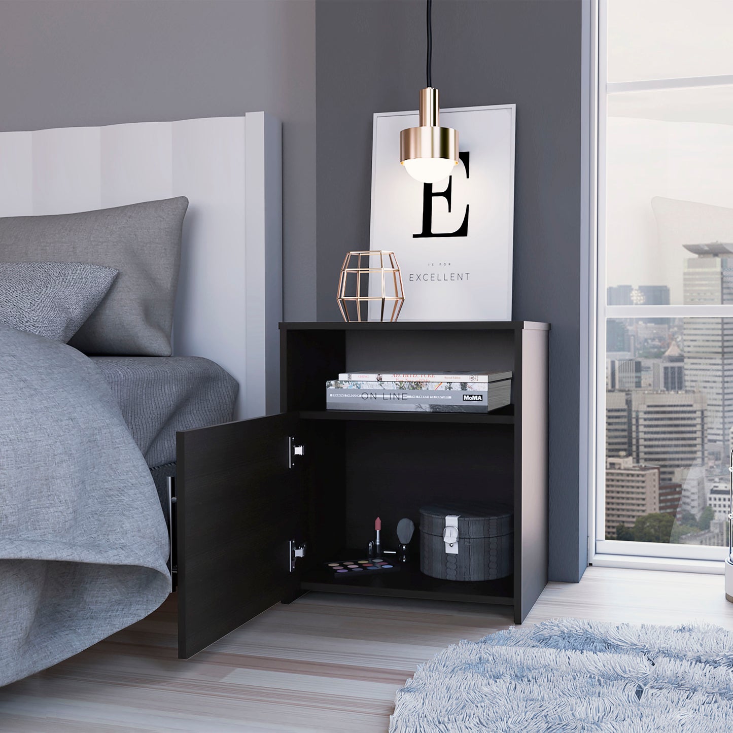 Bristol Nightstand, One Cabinet, Top surface