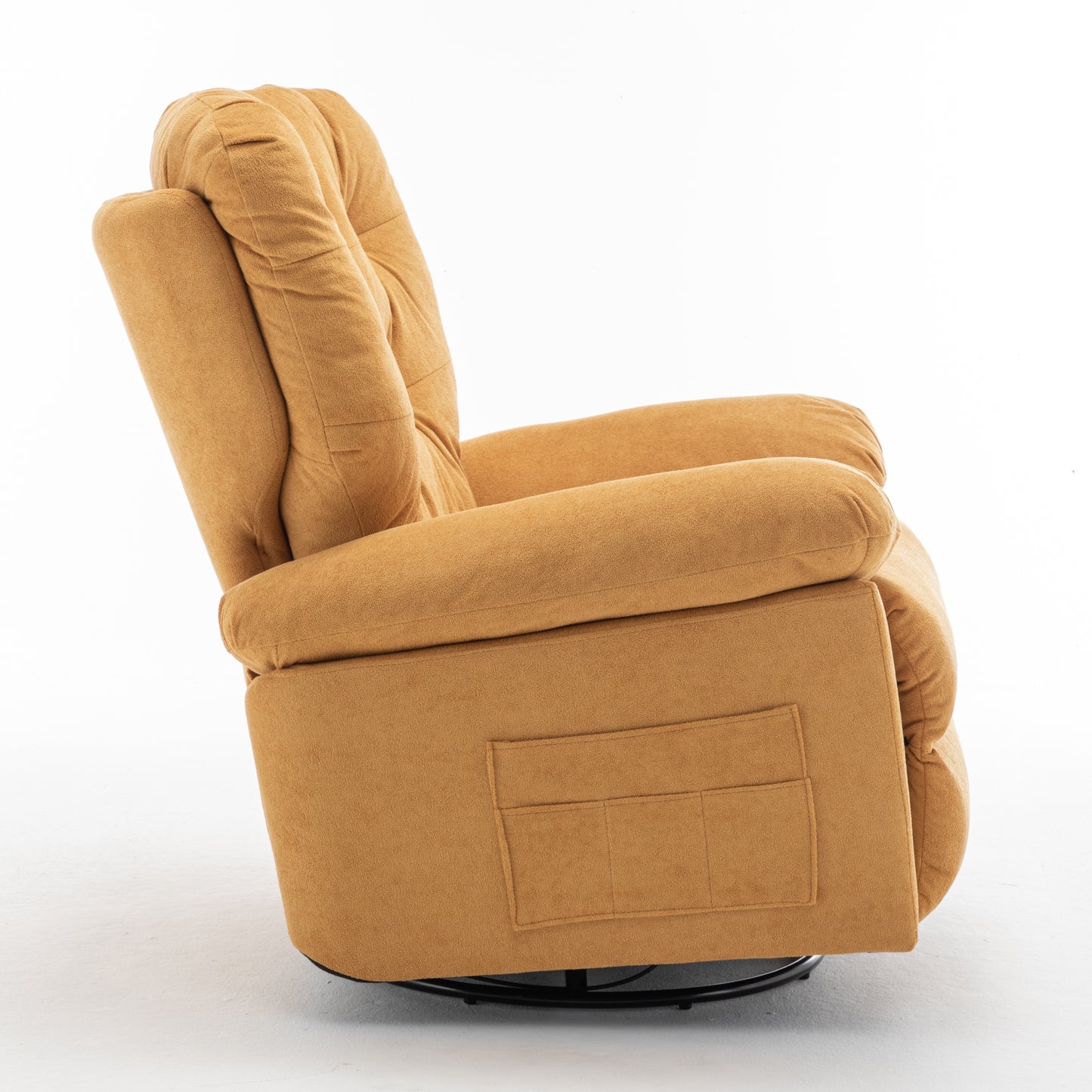 Yellow Relaxing Recliner Chair,Soft Artificial Fleece, Overstuffed, Swivel, Glider, Side Pocket