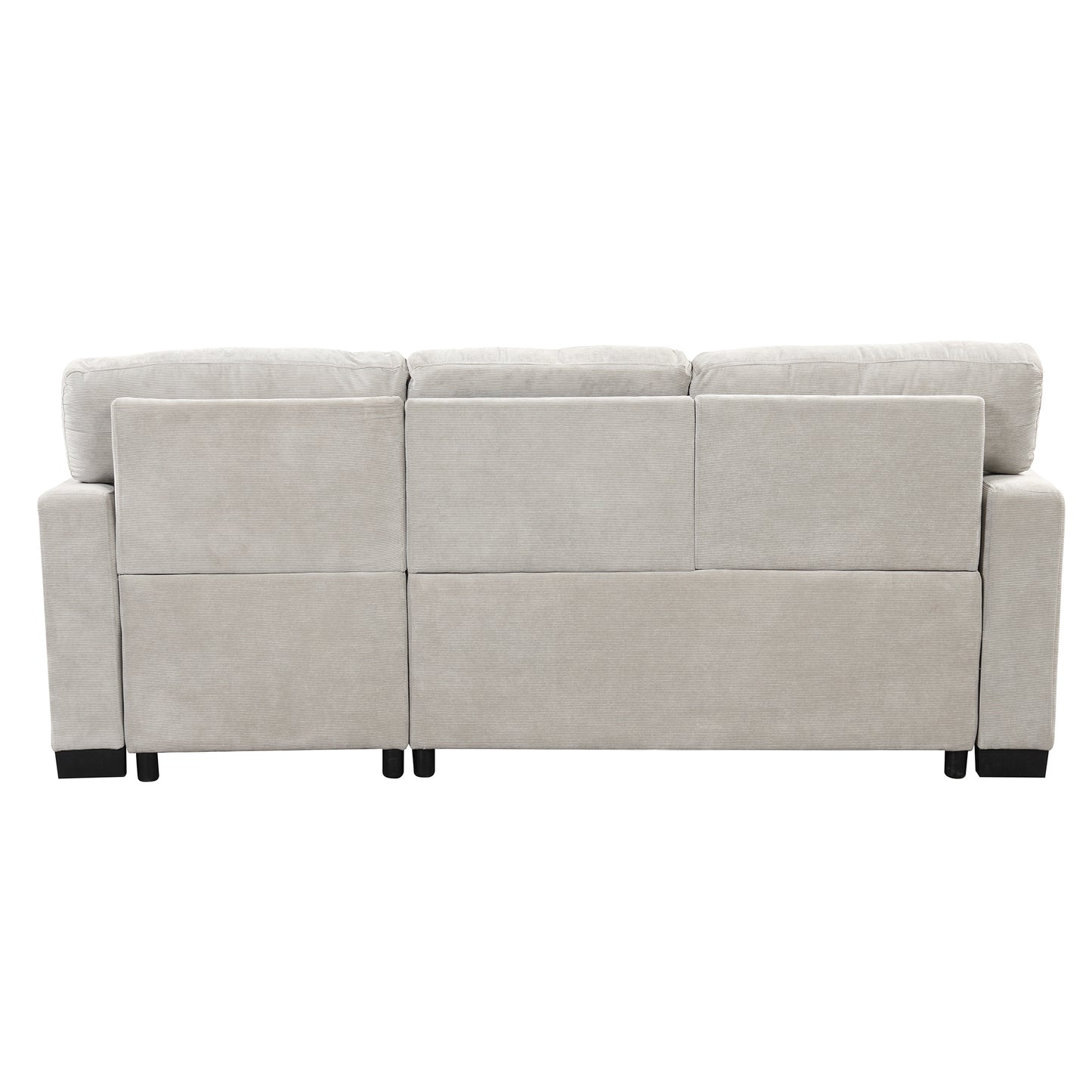 Stylish and Functional Light Chaise Lounge Sectional with Storage Rack Pull-out Bed Drop Down Table  and USB Charger Light Gray