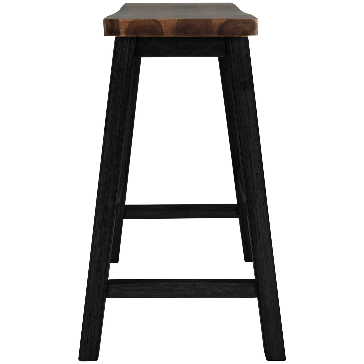 TOPMAX Farmhouse Rustic 2-piece Counter Height Wood Kitchen Dining Stools for Small Places, Walnut+Black