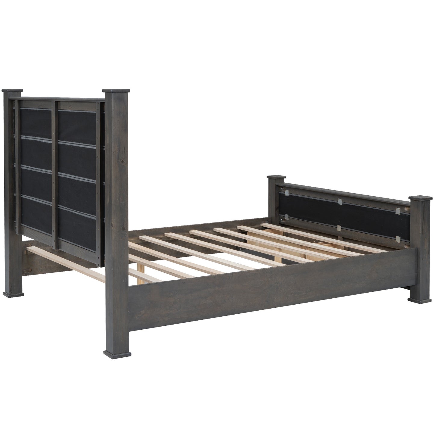 Queen Size Wood Frame Platform Bed with Upholstered Headboard, Footboard and 2 Drawers, Antique Gray