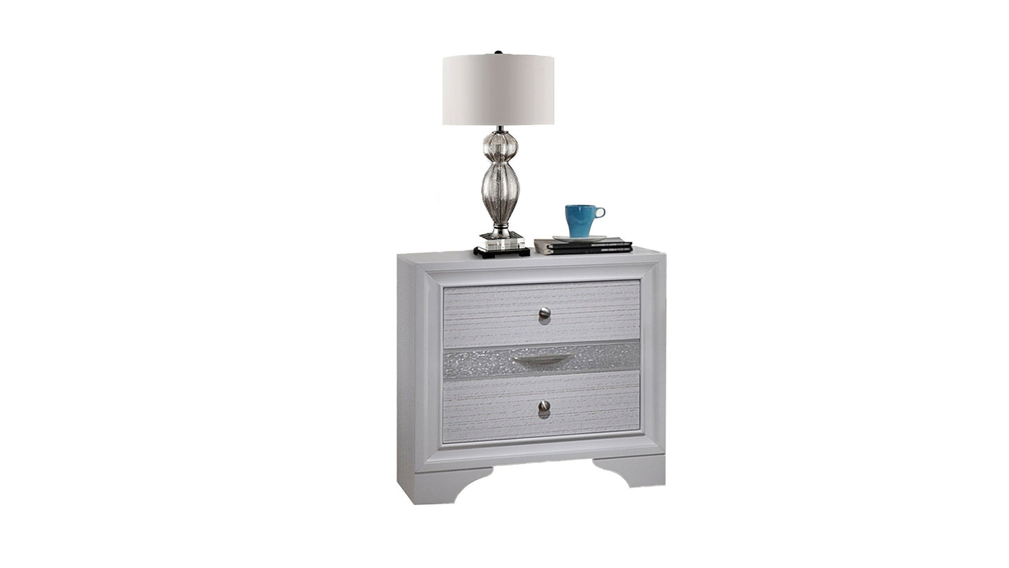Traditional 2 Drawer Nightstand made with Wood in White