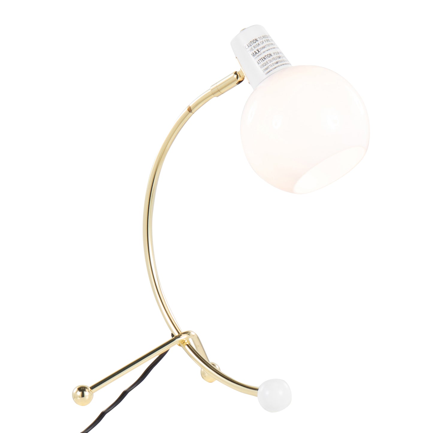 Eileen Contemporary Task Lamp in Gold Metal and White Plastic Shade by LumiSource