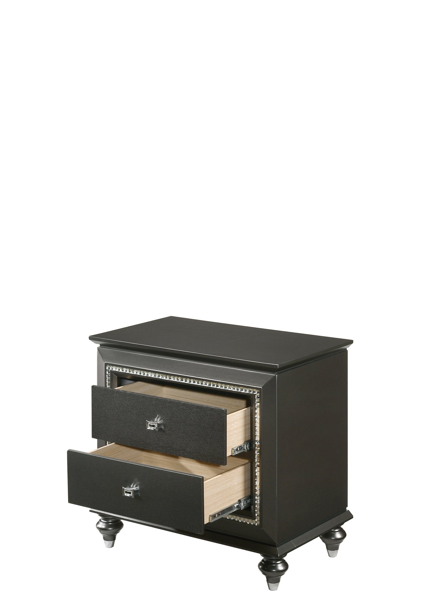 Kaitlyn Metallic Gray Finish Nightstand