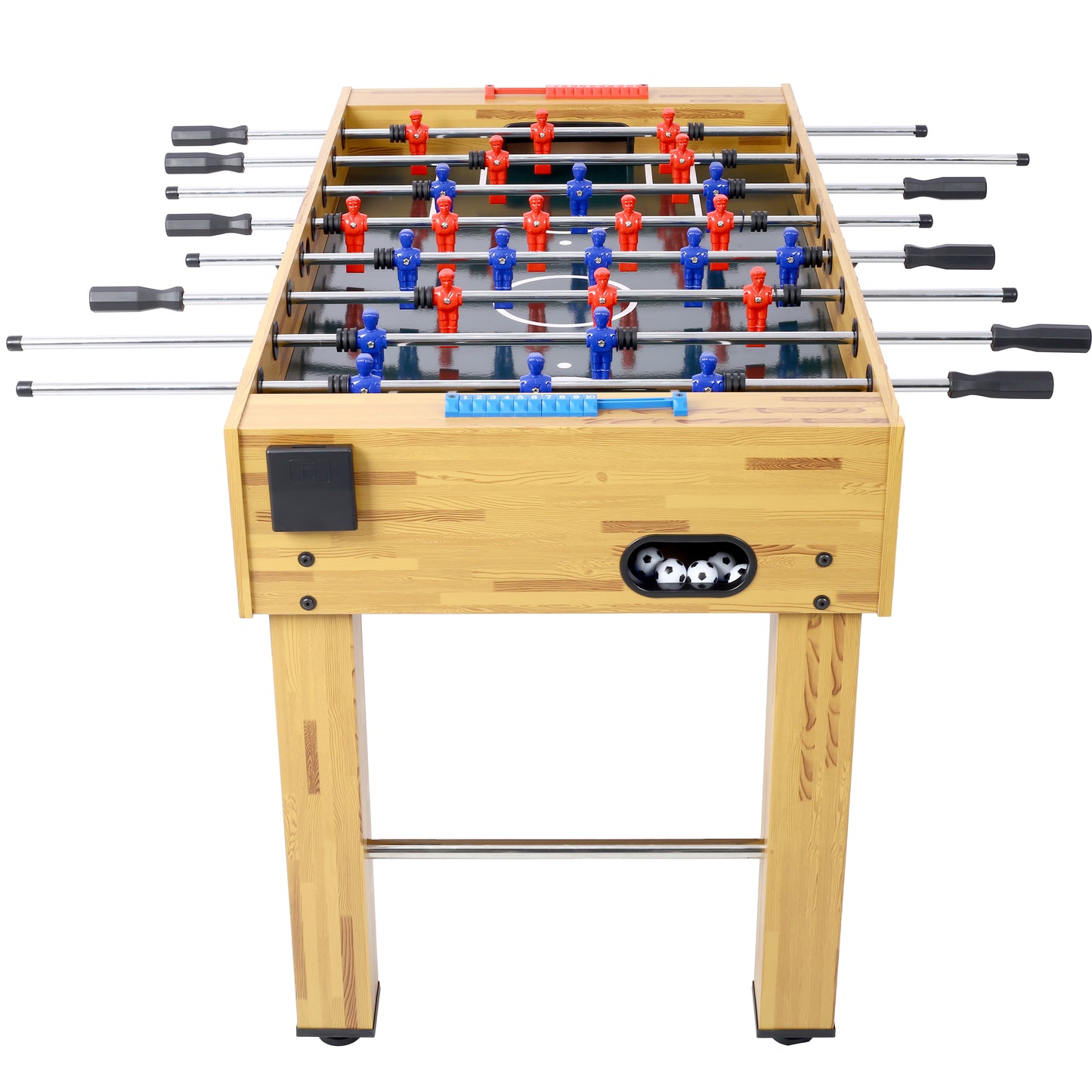 54-Inch Hurricane Foosball Table for Family Game Rooms with Light Cherry Finish, Analog Scoring and Free Accessories