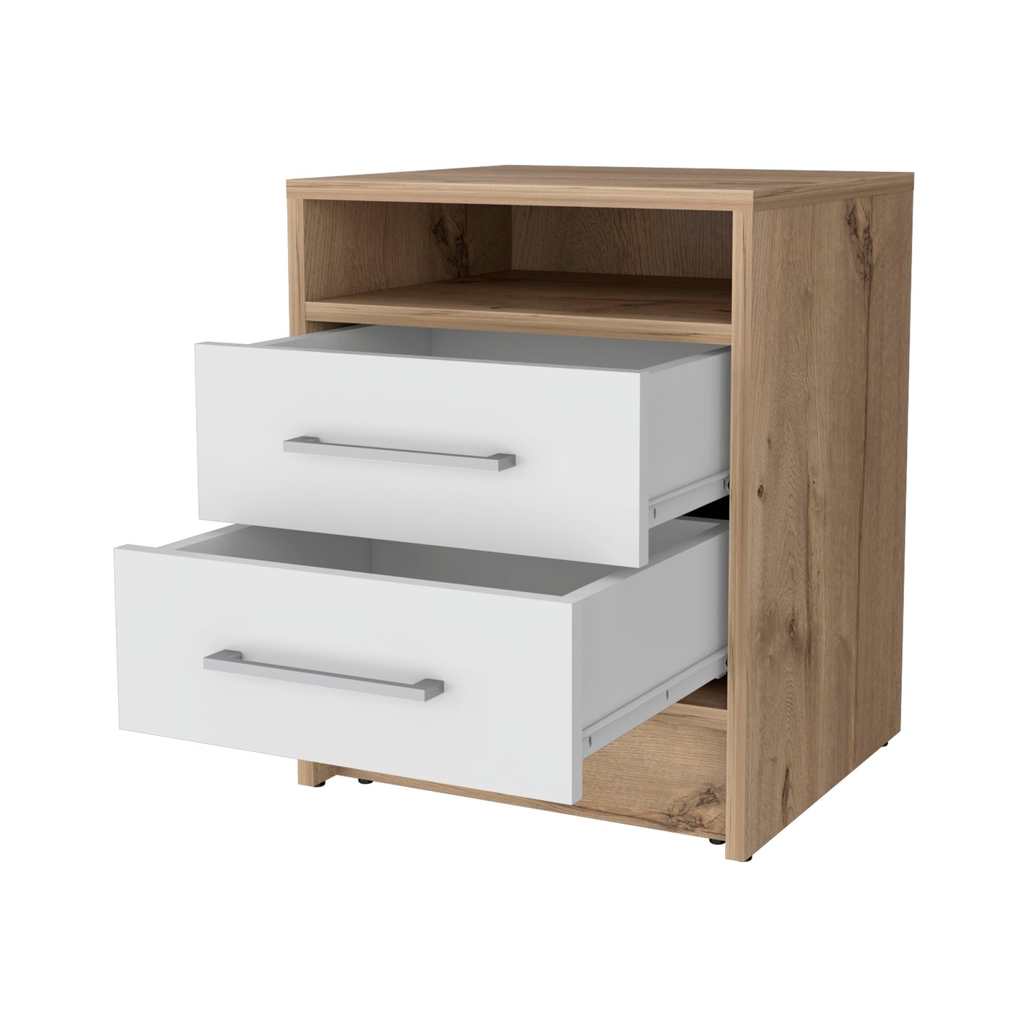 Philadelphia Nightstand, Two Drawers, Concealed Shelf