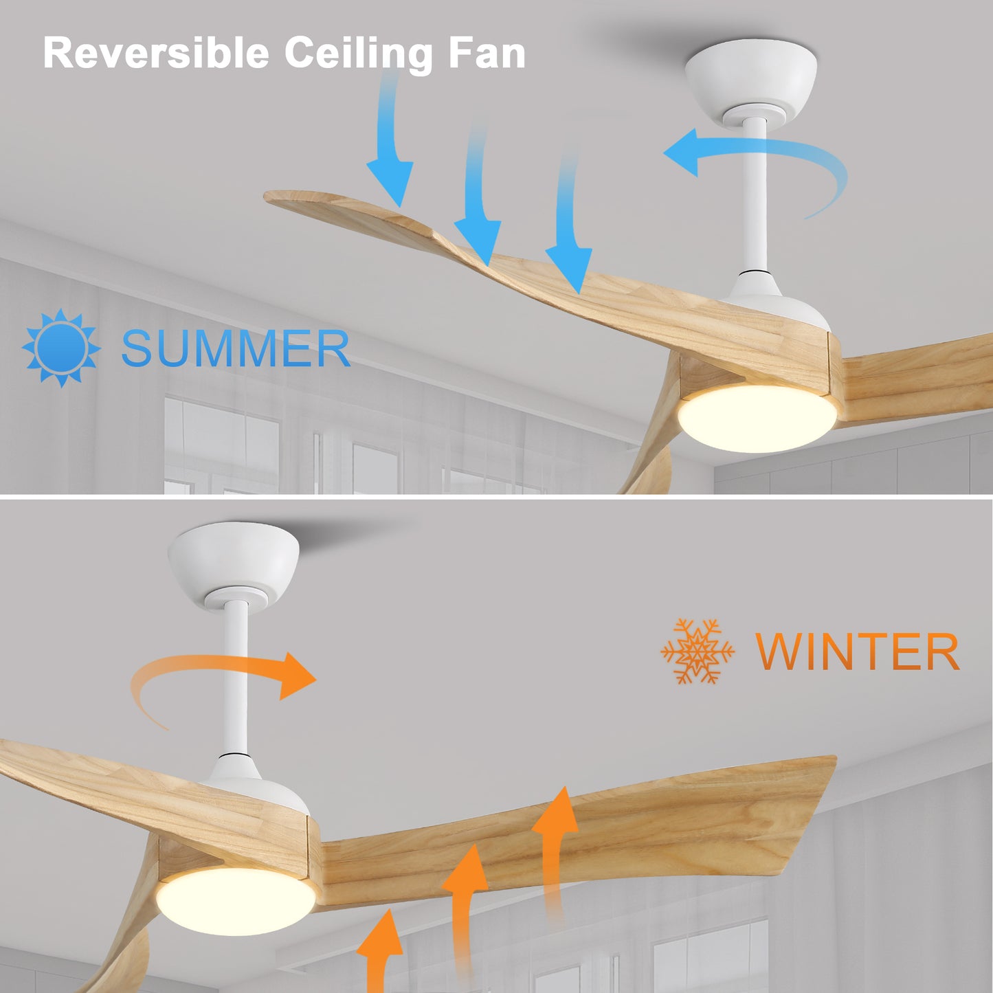 52 Inch Minimalist Ceiling Fan Light With 6 Speed Remote Energy-saving DC Motor