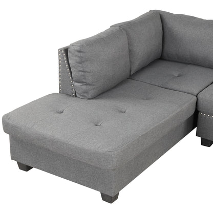 104.5" Reversible Sectional Sofa Space Saving with Storage Ottoman Rivet Ornament L-shape Couch for Small or Large Space Dorm Apartment,Gray(old SG000405AAA)