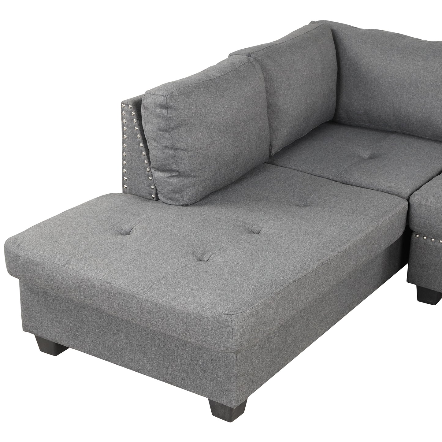 104.5" Reversible Sectional Sofa Space Saving with Storage Ottoman Rivet Ornament L-shape Couch for Small or Large Space Dorm Apartment,Gray(old SG000405AAA)