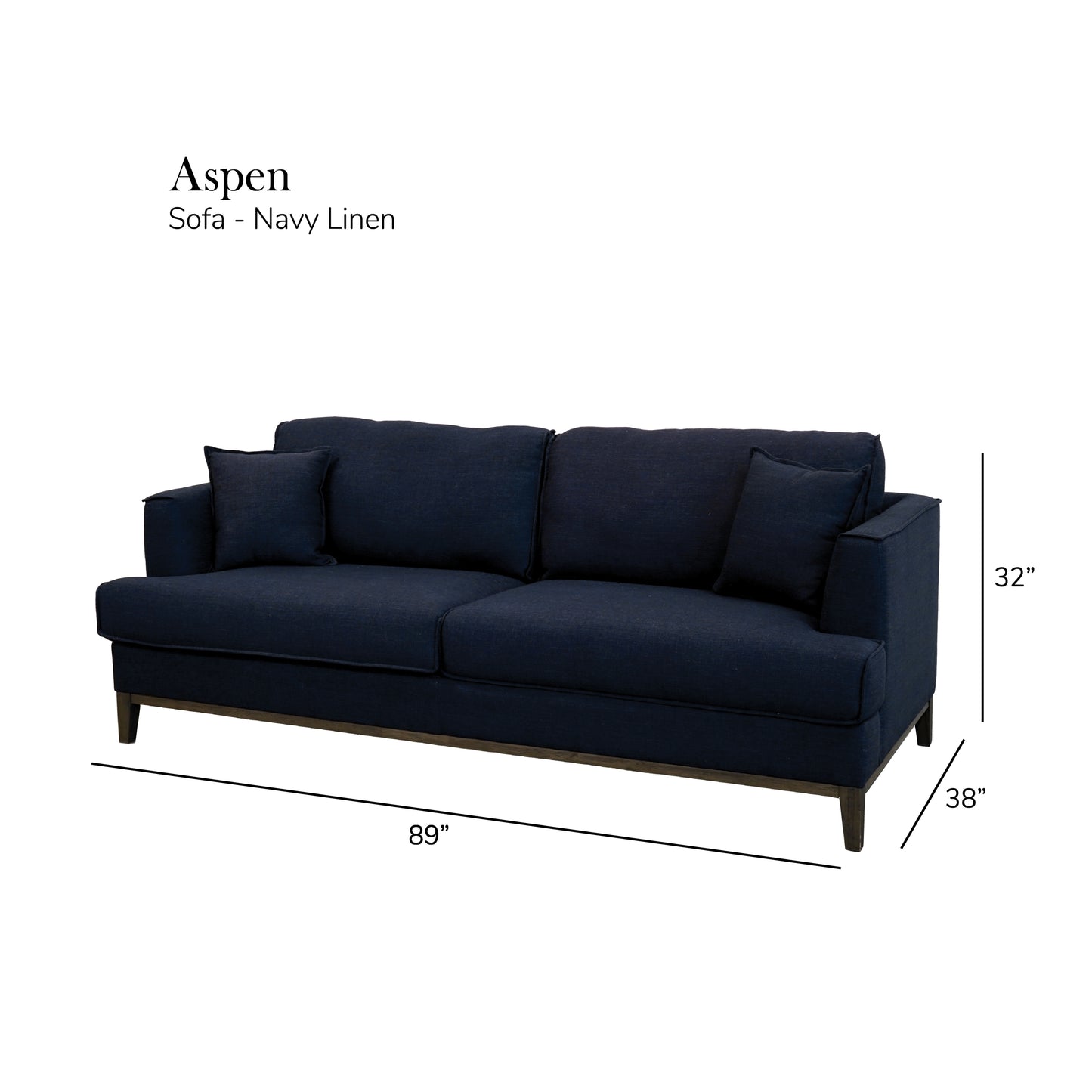 Aspen Navy Linen Sofa