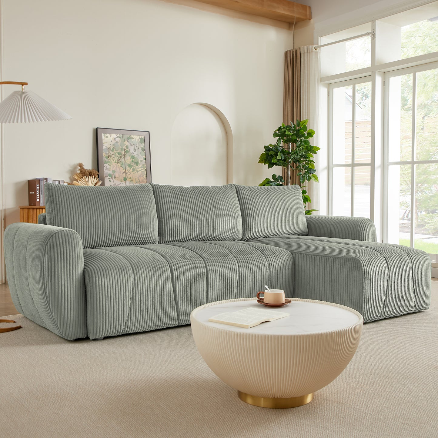 Convertible Sectional Sofa Couch,  Modern Fabric 3 Seater L-Shaped Couch for Living Room, Apartment, Office, Small Space