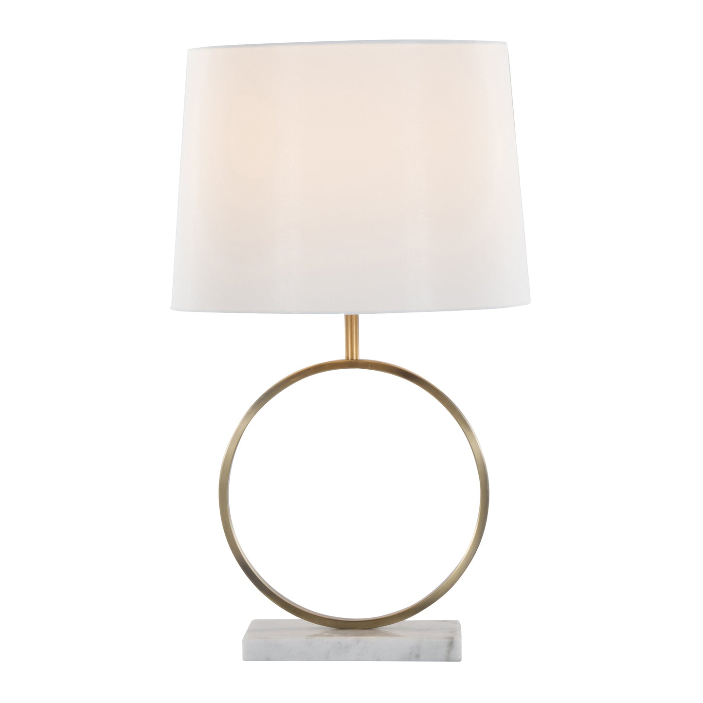 Moon Contemporary Table Lamp in White Marble, Gold Metal and White Shade by LumiSource
