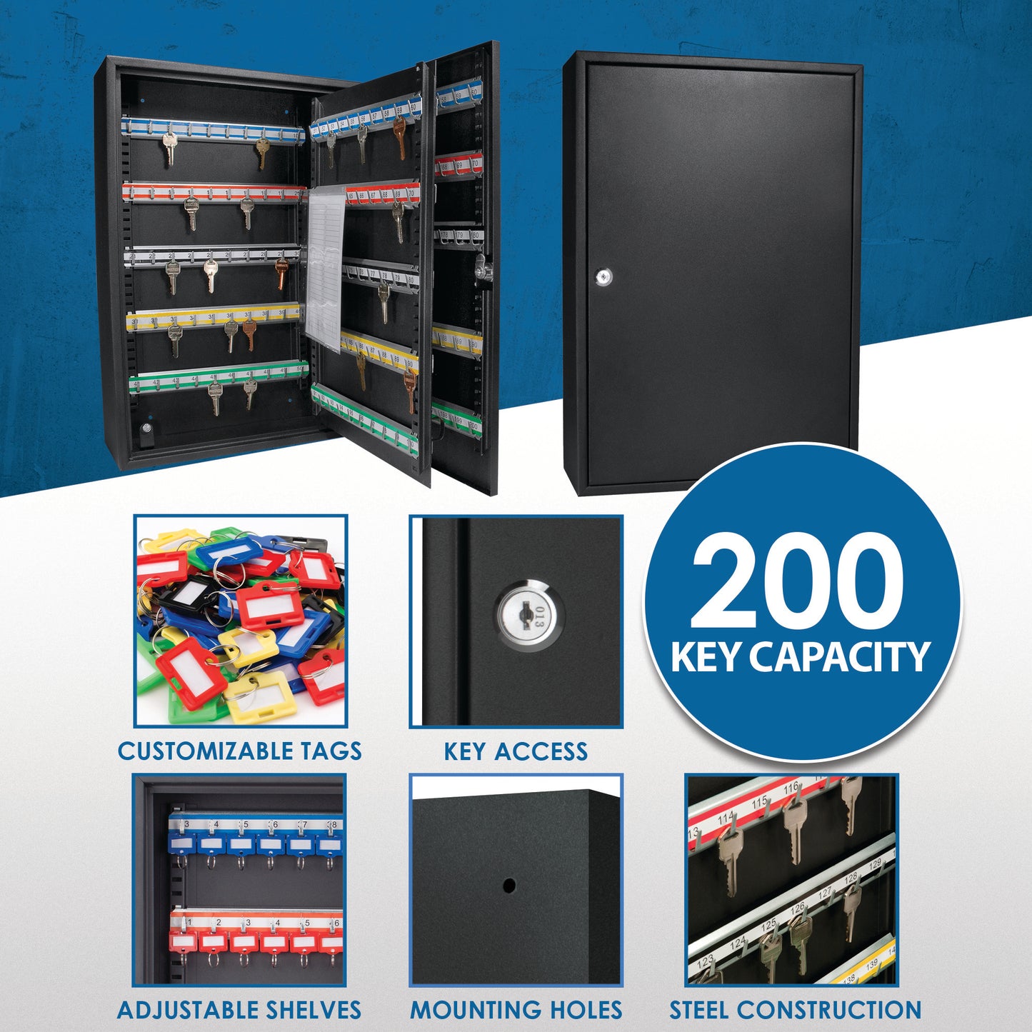 200 Key Adjustable Key Cabinet With Key Lock