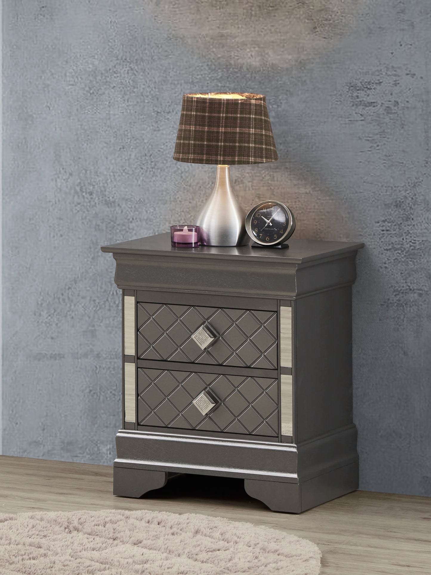 Chic Metallic Black Modern Nightstand