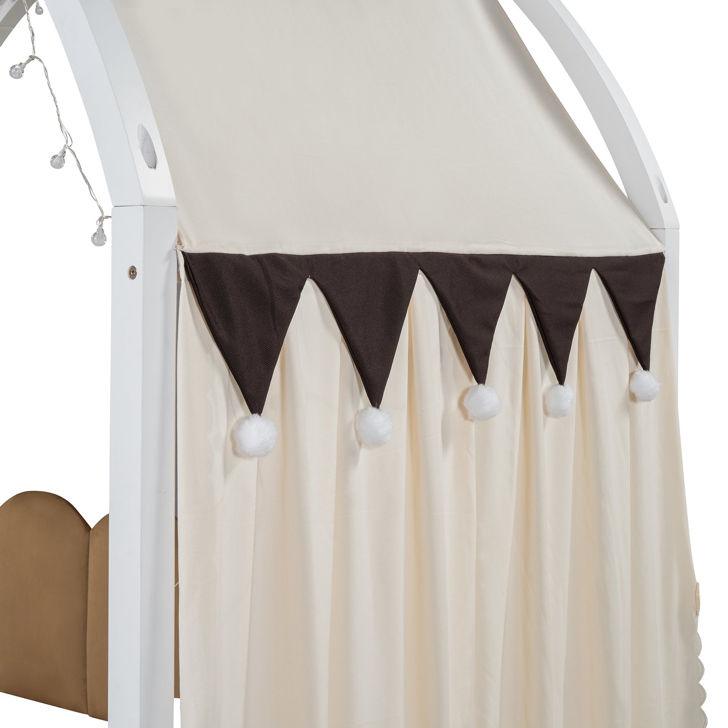 Twin Size Extended Bed With Arched Roof and Trundle, White