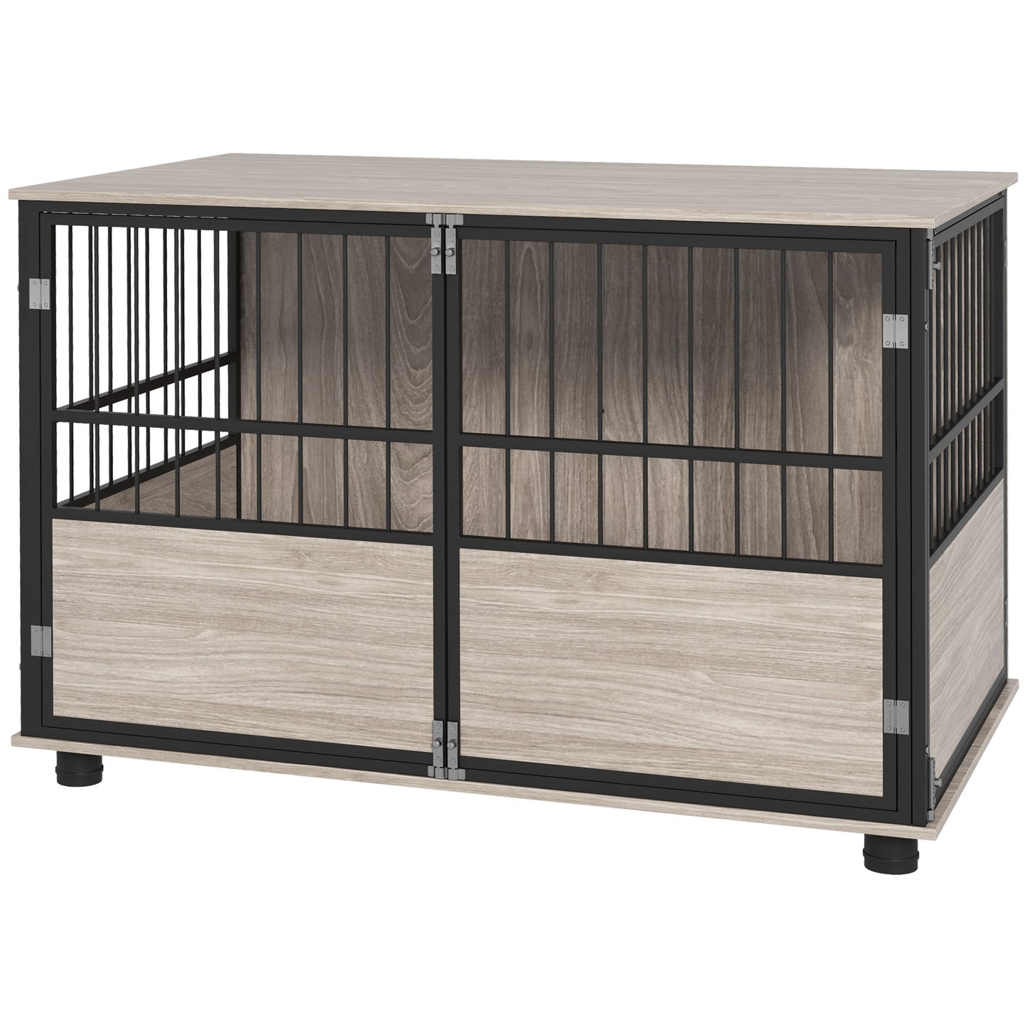 PawHut 39.5" Dog Crate Furniture End Table, Wooden Dog Kennel Indoor Pet House with 3 Doors, for Small to Large Dogs