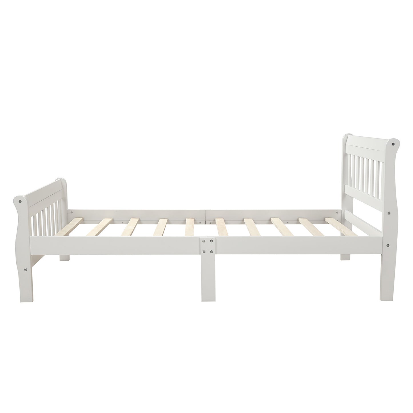 Wood Platform Bed Twin Bed Frame Panel Bed Mattress Foundation Sleigh Bed with Headboard/Footboard/Wood Slat Support