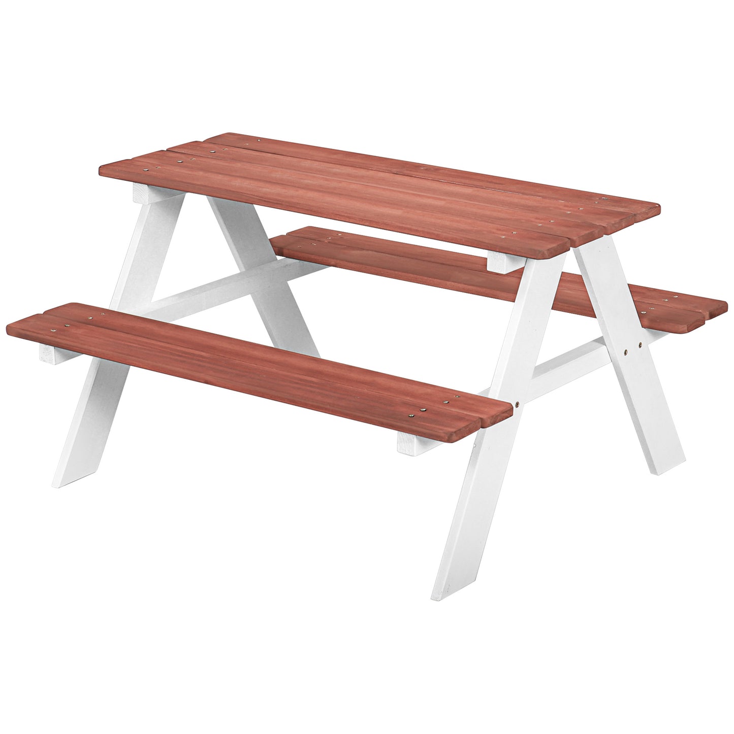 Outsunny Kids Picnic Table Set, Wooden Table & Bench Set, Kids Patio Furniture Outdoor Toys for Garden, Backyard, Aged 3-8 Years Old, Brown