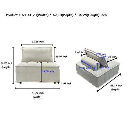 Oversized 4-Module Square Sofa - Comfortable and Movable Modular Design for Ultimate Flexibility  beige color chenille sofa 4pieces