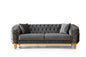 Vanessa Sofa in Grey and Gold with Fabric button-tufted velvet upholstery Finish