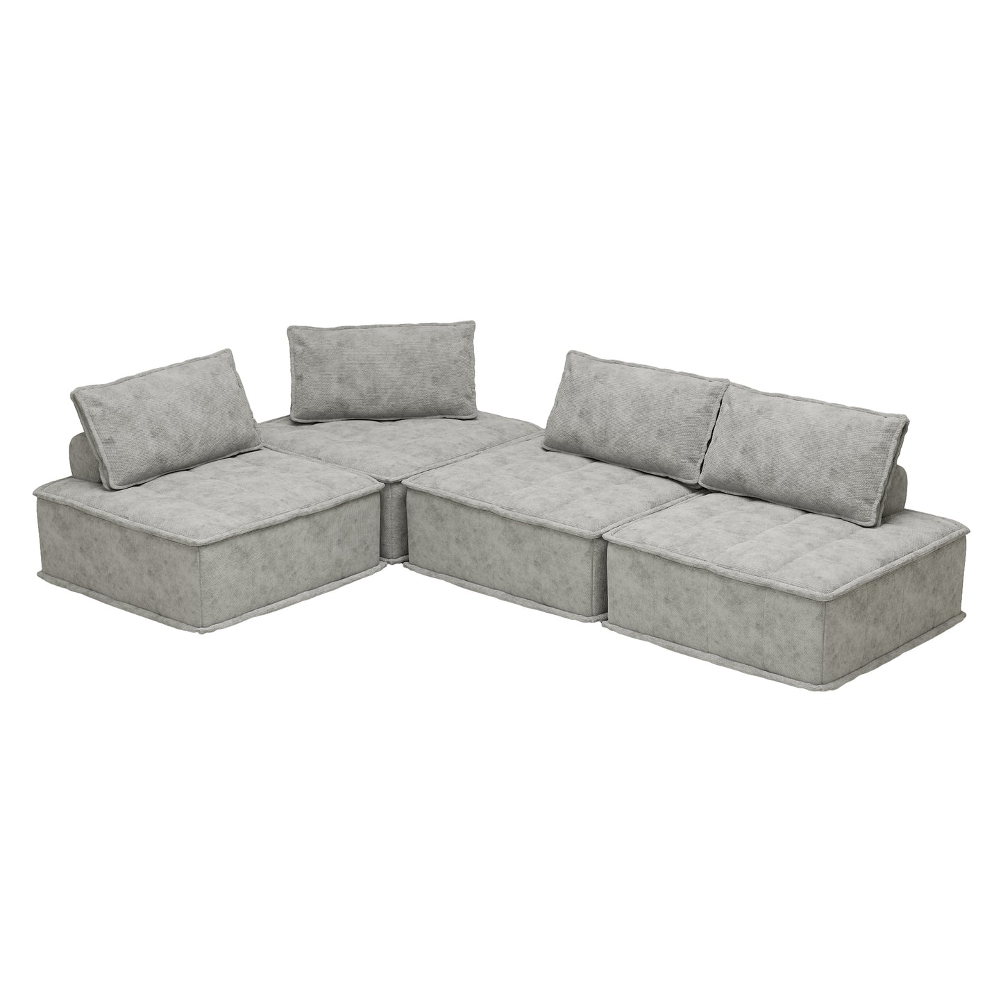 Modular 4-Piece Sofa with Adjustable and Removable Backrests for Ultimate Comfort Oversized sofa chenille light grey sofa