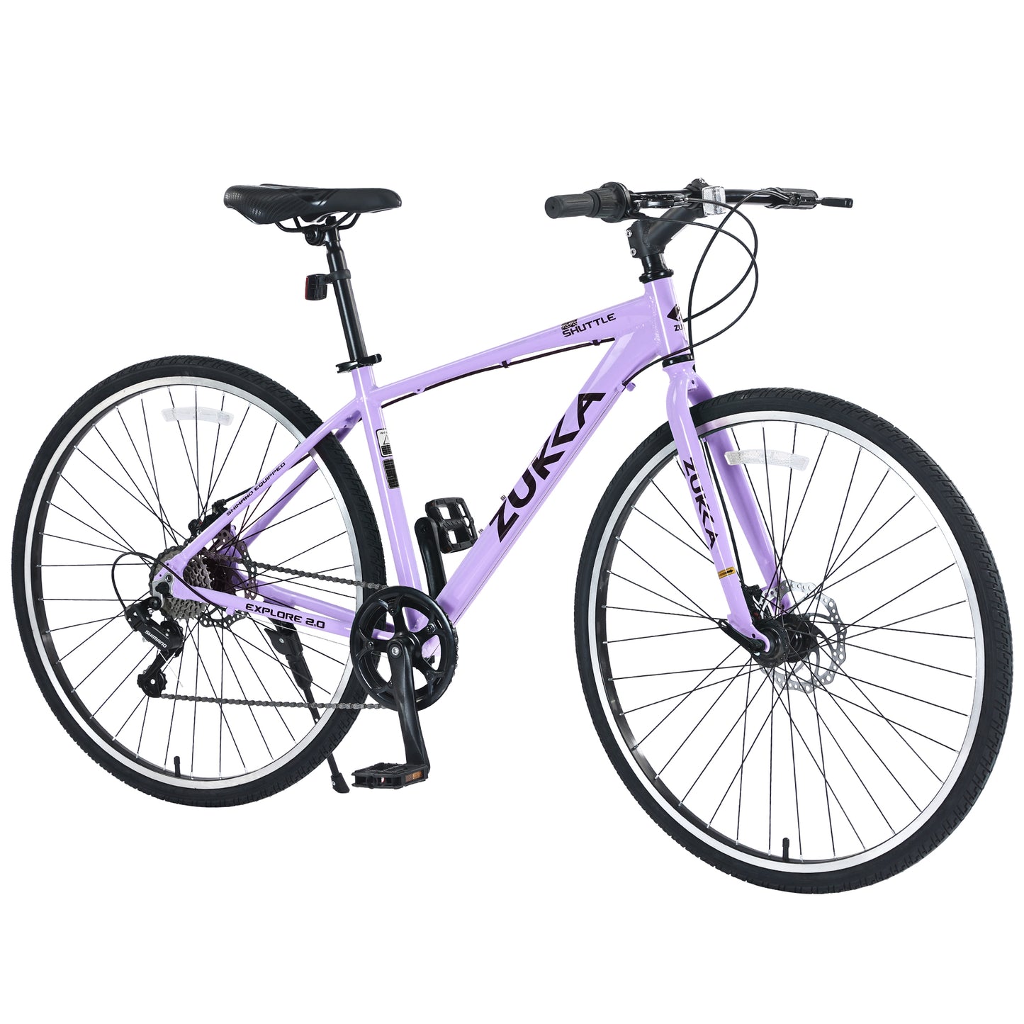 Shimano 7 Speed Hybrid Bike Aluminum Alloy Frame Double Disc Brakes 700C Road Bike For men women's City Bicycle