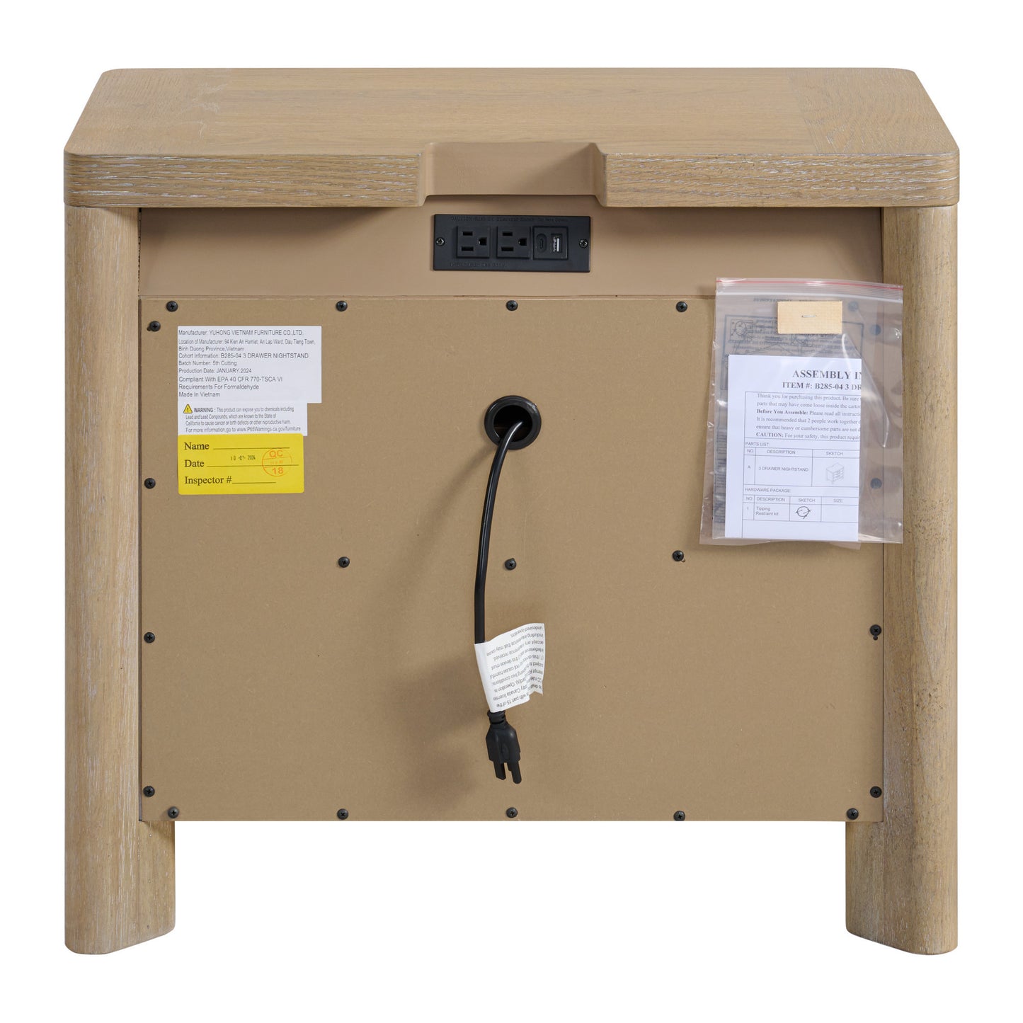 Clove Tan 3-Drawer Nightstand