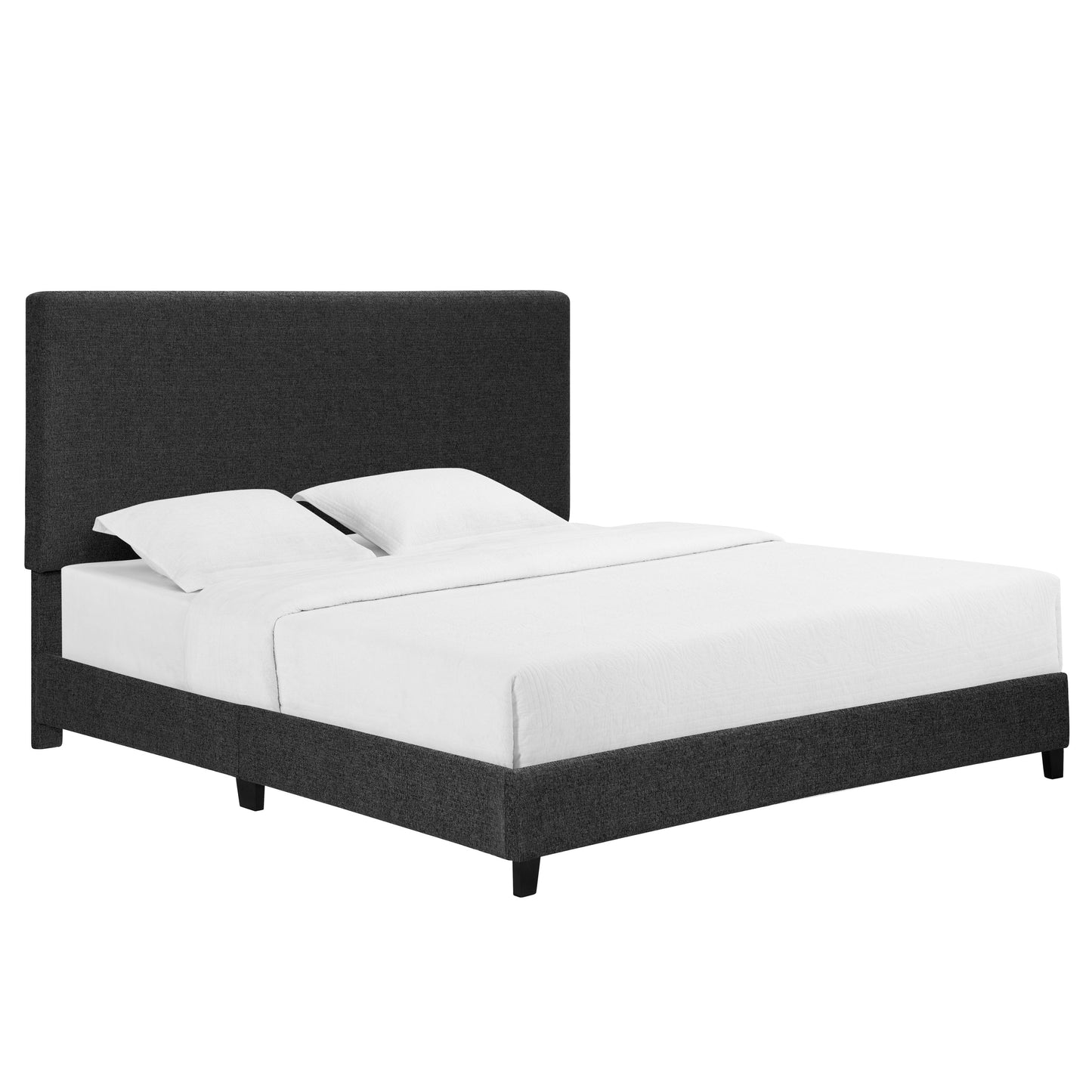 King Size Charcoal Grey Upholstered Platform Bed