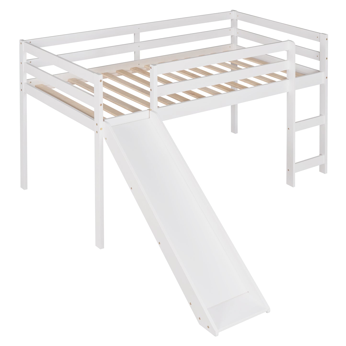 Loft Bed with Slide, Multifunctional Design, Twin (White)(OLD SKU: WF191904AAK)